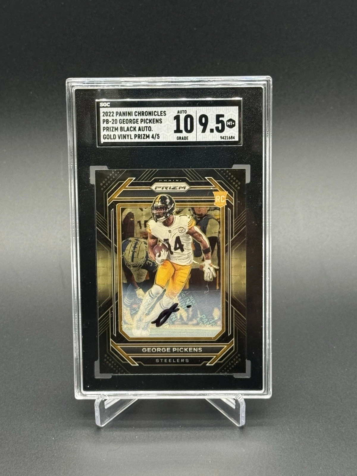 George Pickens Panini Chronicles Prizm Black #PB20 Signature-Gold Vinyl