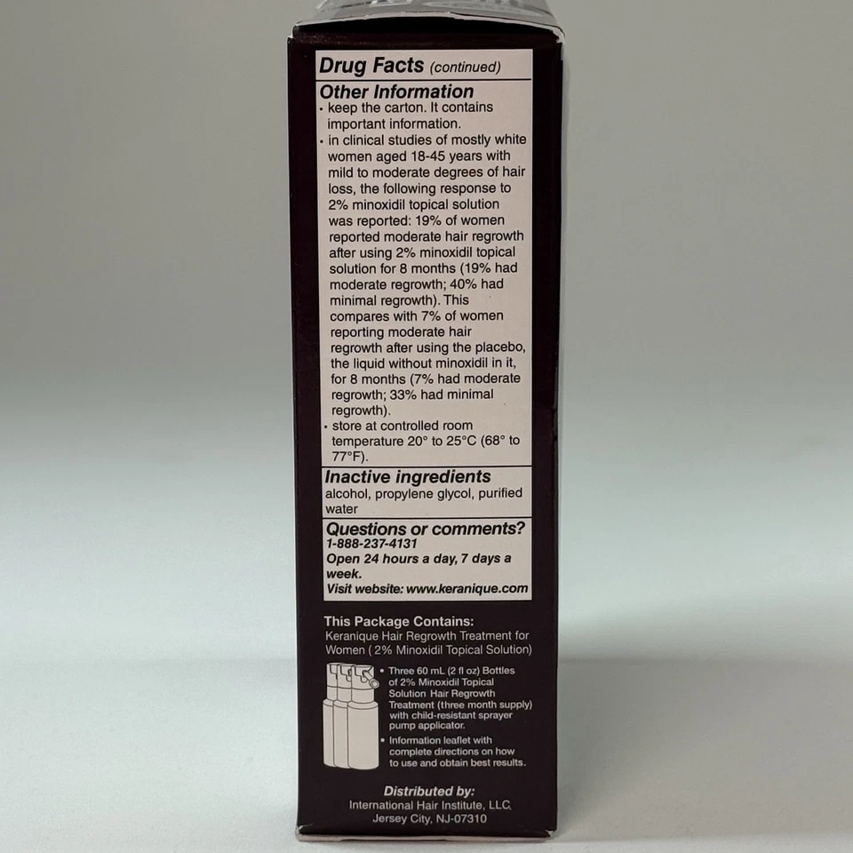 TRATAMIENTO DE REGENERACIÓN CAPILAR KERANIQUE PARA MUJER 2% MINOXIDIL SUMINISTRO PARA 3 MESES NUEVO Foto 3 de 4
