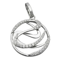 AnhäNger 23Mm Mit Zirkonias GläNzend Rhodiniert Silber 925 | Gallay