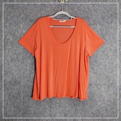 Lush Top Women 1X Pink Scoop Neck Casual Everyday Lightweight Relaxed Fit Lounge