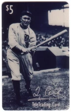 $5. Baseball Legend B&W Photo Ty Cobb Swinging Bat USED Phone Card