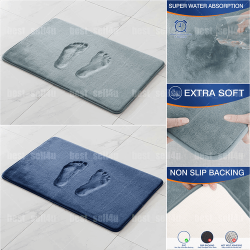 Super Water Absorbent Soft Memory Foam Bath Mat Non-Slip Bathroom Shower Rug - Picture 3 of 33