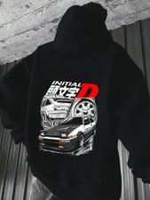  Men's Drift Car Racing Hooded Sweatshirt - Initial D Anime Manga Graphic Print,