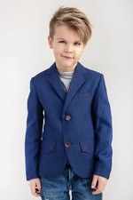Boys' Deep Blue Blazer Stylish Red Trim Formal European Fit
