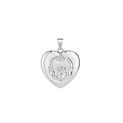 Herz Claddagh Anhänger Sterling Silber 925 gepunzt alle Kettenlängen