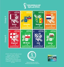Qatar 2022 FIFA World Cup Stamp Set – 32 Teams Grouped by Pools A–H