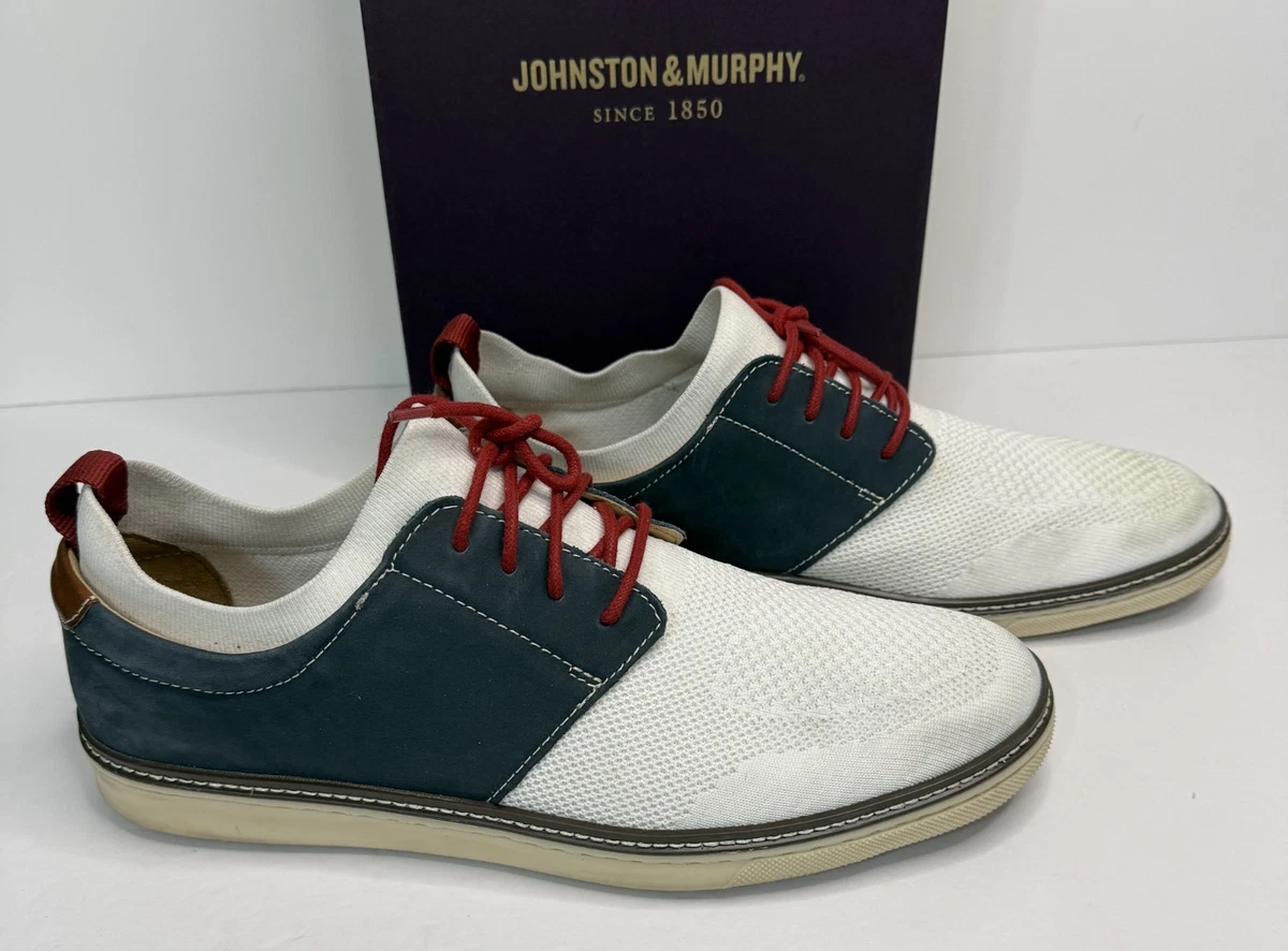 Johnston & Murphy Culling knit leather oxfords in a white and navy blue Sz 11M Amazon.com | Johnston & Murphy Men main image 3