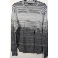 Marc Anthony Mens XXL Sweater Crew Neck Gray Striped Cashmere Wool NWT
