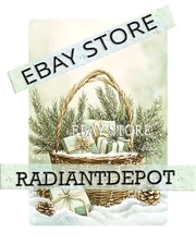 basket greenery metal sign rustic winter decor posters
