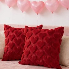 Valentines Pillow Covers 18x18 inch Set of 2 Valentines Day Red Heart
