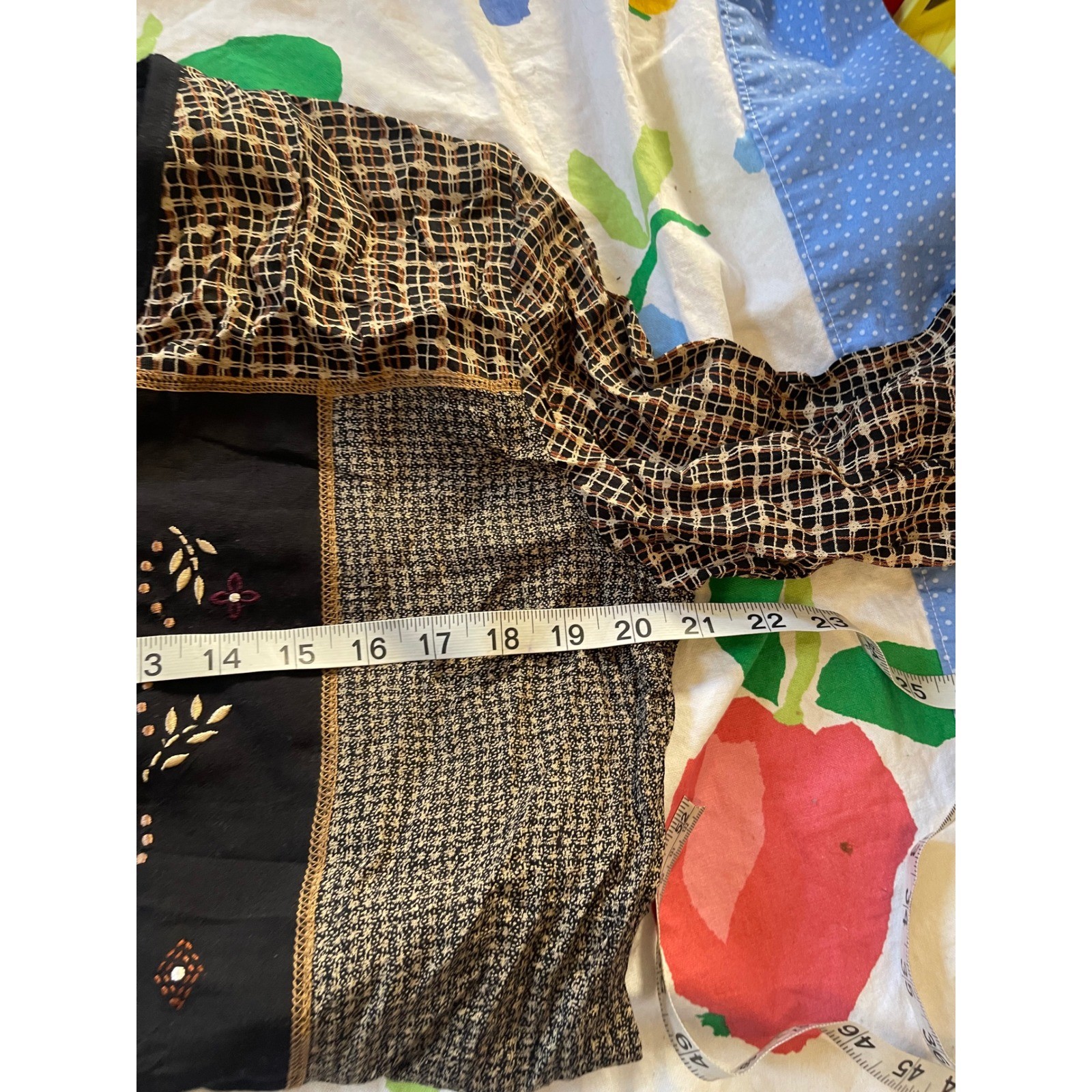 Womens Patchwork Embroidered Button Front Blouse … - image 4