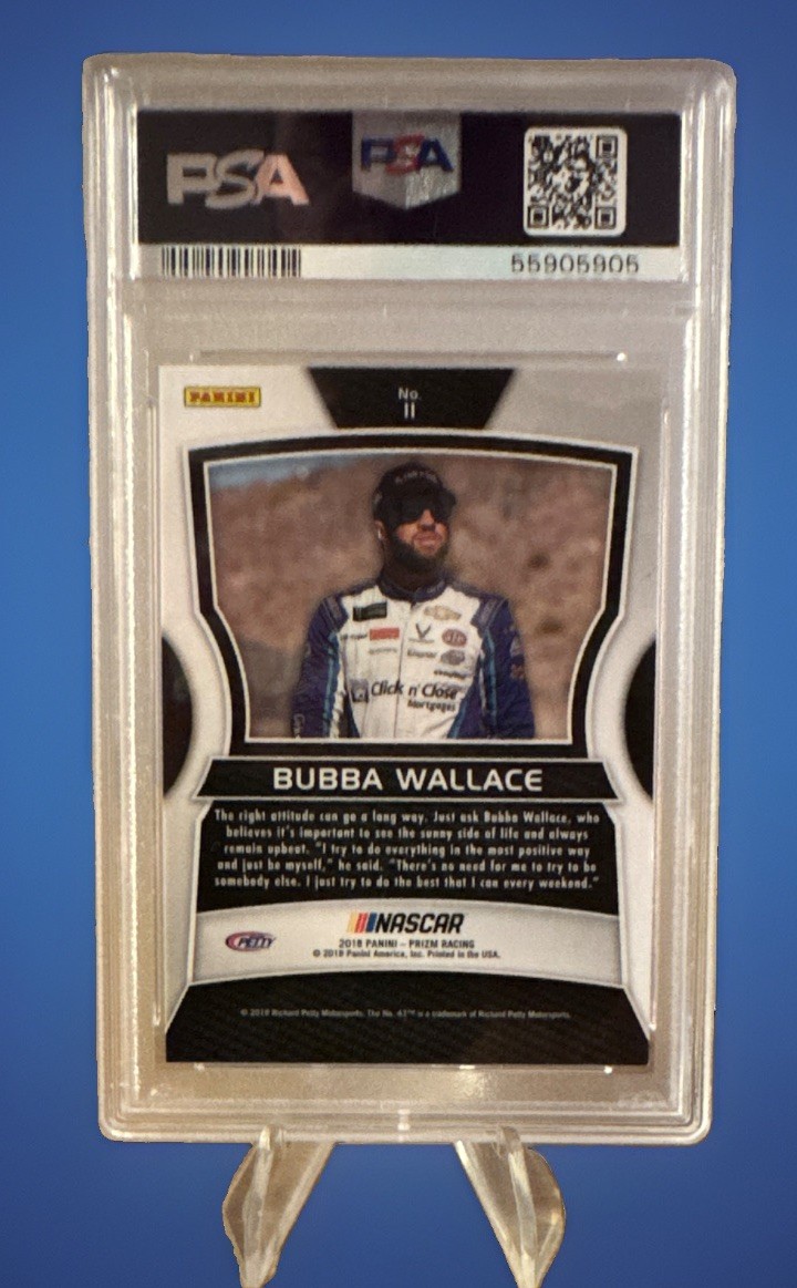 Panini 2018 Prizm Racing Bubba Wallace PSA 9 RC Rookie #11 NASCAR Trading Card view 2