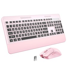 Silent Wireless Keyboard and Mouse Combo - Keyboard with Large Print Cover, 2...