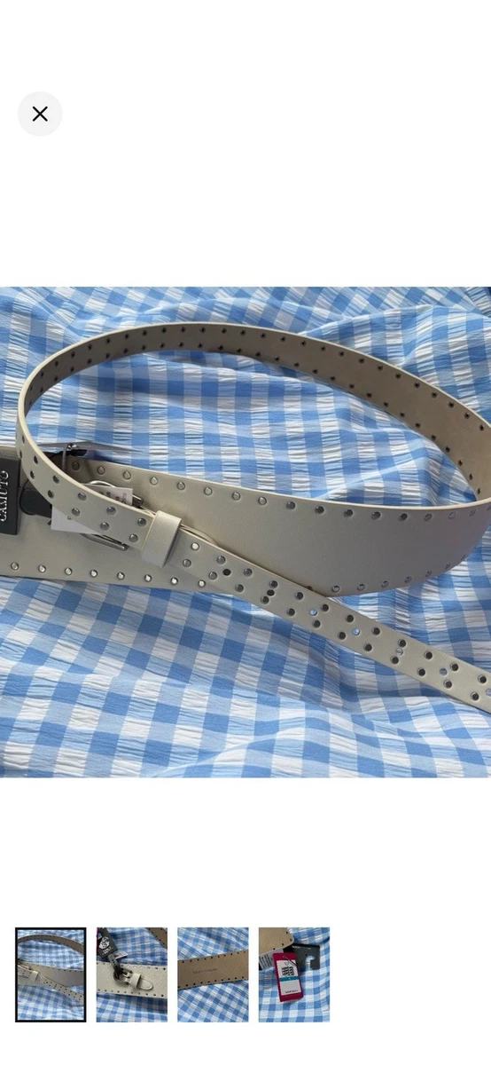 ? Vince Camuto White Cutout Studded Belt Size M Vince Camuto White Belts for Women for sale | eBay main image 3