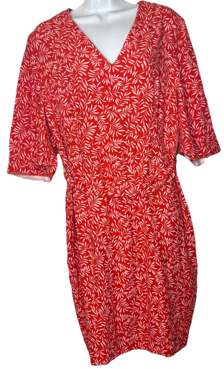 boden short sleeve dress Boden Women's Plus 16R Orange Print Short Sleeve Dress