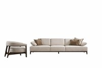 Wohnzimmer Set Modern Weiß 4-Sitzer Sofa Sessel Designer-Set Stoff
