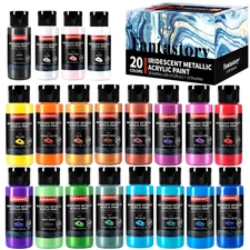 Fantastory Metallic Iridescent Acrylic Paint, 20 x 2oz *NO BRUSHES*