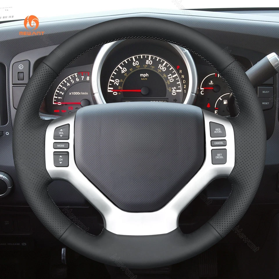 Cubierta de volante MEWANT HÁGALO USTED MISMO de cuero sintético negro para Honda Ridgeline 2006-2008 Foto 2 de 4