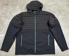 Zero Restriction Quilted Puffer Jacket Men’s XL Black Hybrid Zip Hooded Golf NEW