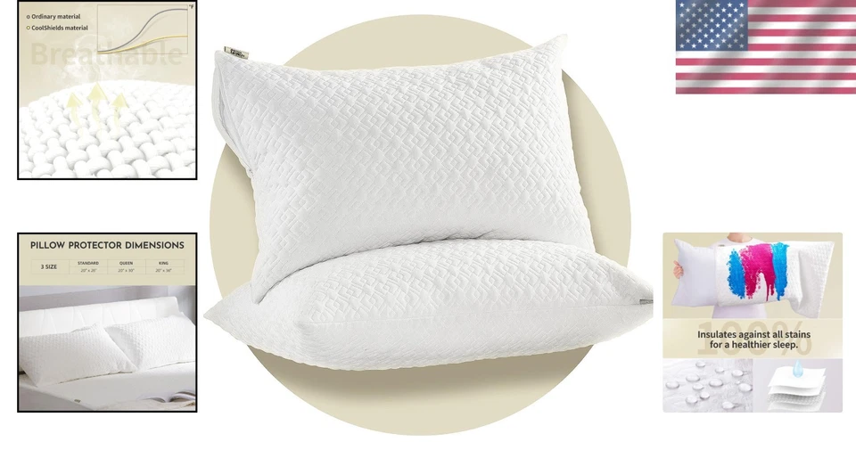 Noiseless & Hypoallergenic Pillow Covers 4 Pack - Image 2 of 4