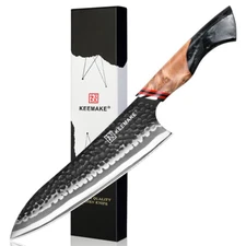 KEEMAKE Men Chef's Knife 8 Inch Kitchen Knife 7 Layers Damascus Steel Sharp Cut