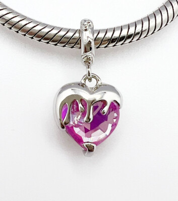Melting Love Herz Hänger Charm Anhänger Rosa Echt 925 Sterling Silber  