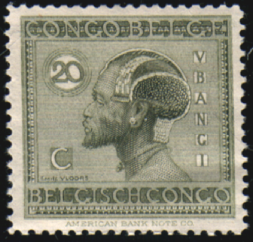 M140 Belgian Congo 1924 Stamp Scott #91 Ubangi Man Mint NH SLIGHT CRINKLE