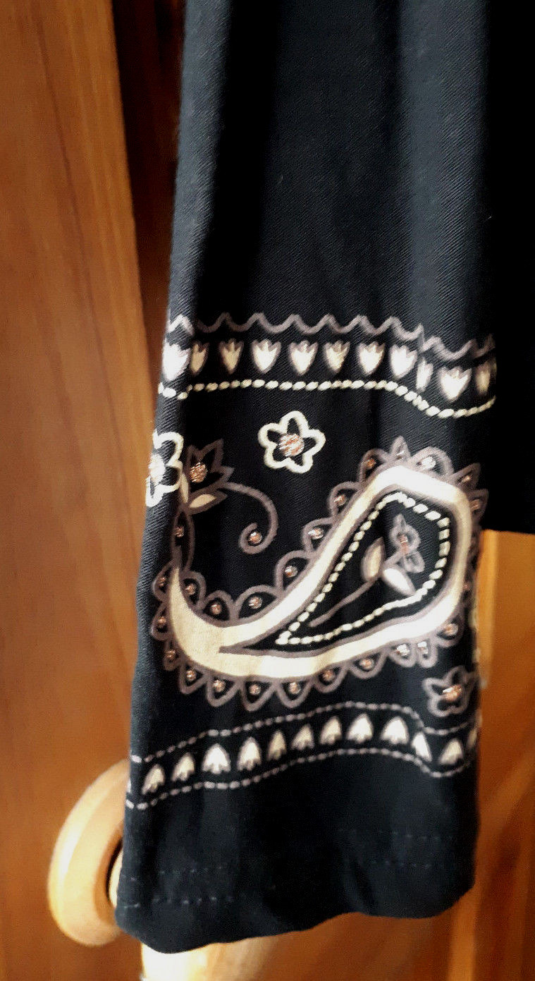 Embellished paisley heart ladies long sleeve tee in black 16 Two Tone Designs image 4