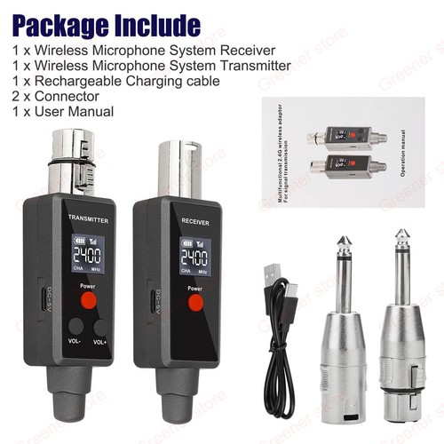 Wireless Microphone System XLR Transmitter Receiver Rechargeable Adapter 2.4GHZ - Picture 11 of 11