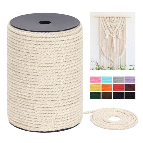 Macrame Cord 5mm x 109Yards(328Feet Natural Cotton Macrame Rope - 3 Strands T...