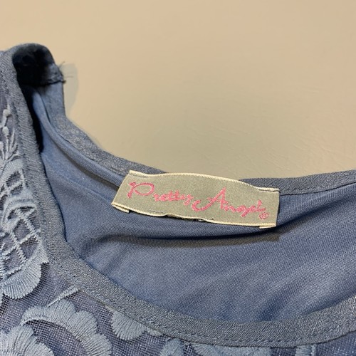 Top tunica PRETTY ANGEL lino blu donna medio boho Lagenlook cottage core - Foto 5 di 12