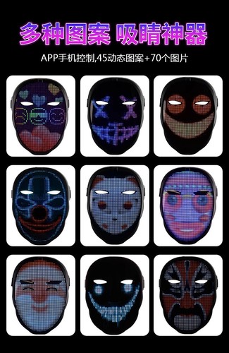 Futuristic LED Luminous Mask Halloween DJ Party Stage Nightclub Prop Helmet Gift - Picture 2 of 17