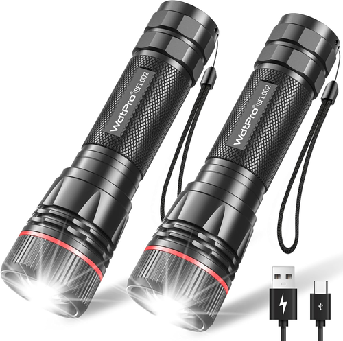 Rechargeable Flashlights High Lumens, 2 Pack 10H Long Lasting Super Bright EDC F
