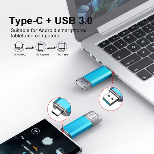2PCS Type-C OTG 2 in 1 Flash Drive USB Memory Photo Stick Android Samsung PC Mac - Picture 8 of 8