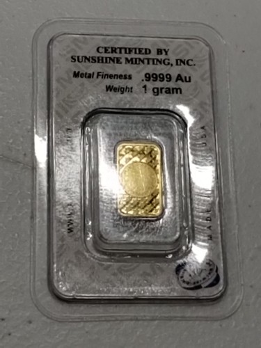 1-Gram Fine Gold Bullion Bar (999.9 Au) SECURITY SEALED SMI Assay Card - Picture 2 of 2