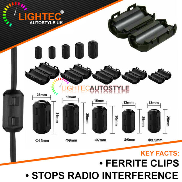 BLACK CLIP ON FERRITE CORE ANTI RADIO INTERFERENCE NOISE RFI EMI FILTERS CLAMPS BLACK CLIP ON FERRITE CORE ANTI RADIO INTERFERENCE NOISE RFI EMI FILTERS CLAMPS