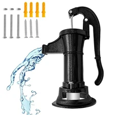 Manual Hand Water Pitcher Pump 25Ft Lift Cast Iron Hand Well Pump Suction Black
