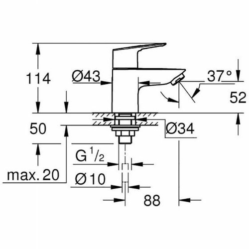 Grohe BauLoop Säule Glattkörper Beckenhahn 20422001 - Bild 2 von 2