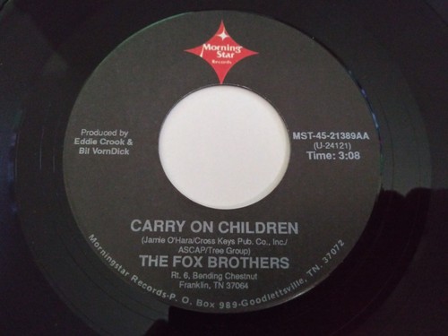 The Fox Brothers Carry On NM Original Translucent 45RPM Record & Pic Sleeve 1988 - Picture 4 of 5