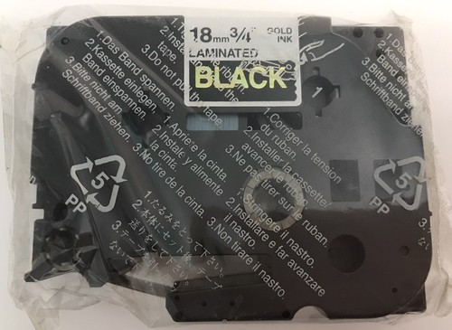 Genuine Brother P touch TZ-344 Gold Print on Black tape 3/4” Width 18mm