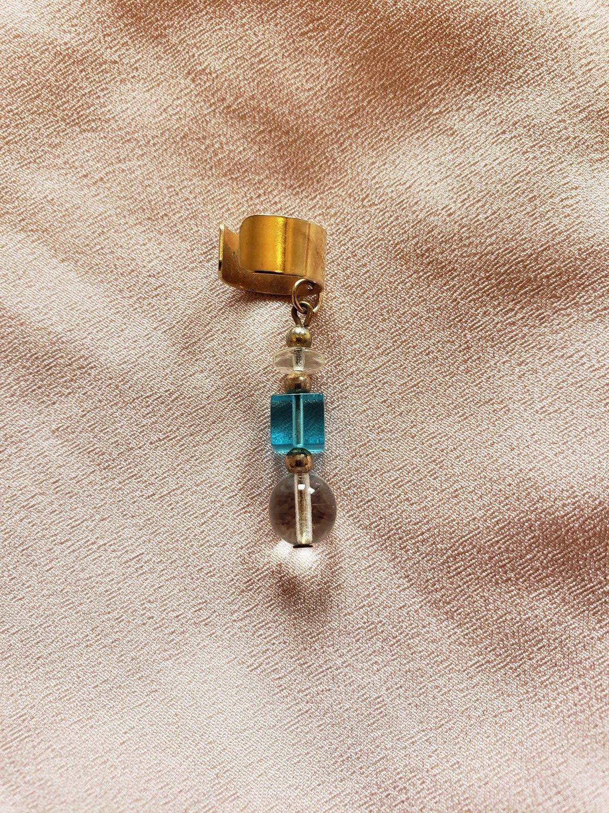 Vtg 70’s Goldtone Translucent Turquoise Clear Gol… - image 3