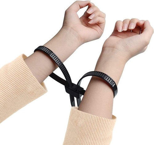 Flex Cuffs, Zip Tie Handcuffs, 10 PCS Double Locking Zip Ties Restraints, Black - Picture 8 of 12