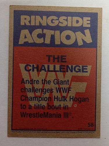 1987 Opee-Chee 58 Hulk Hogan Andre The Giant "The Challenge" - Picture 2 of 2