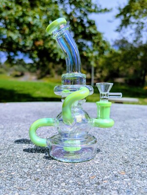 8'' Slime Rainbow Recycler Matrix Tobacco Smoking Water Pipe Hookah Bubbler Bong