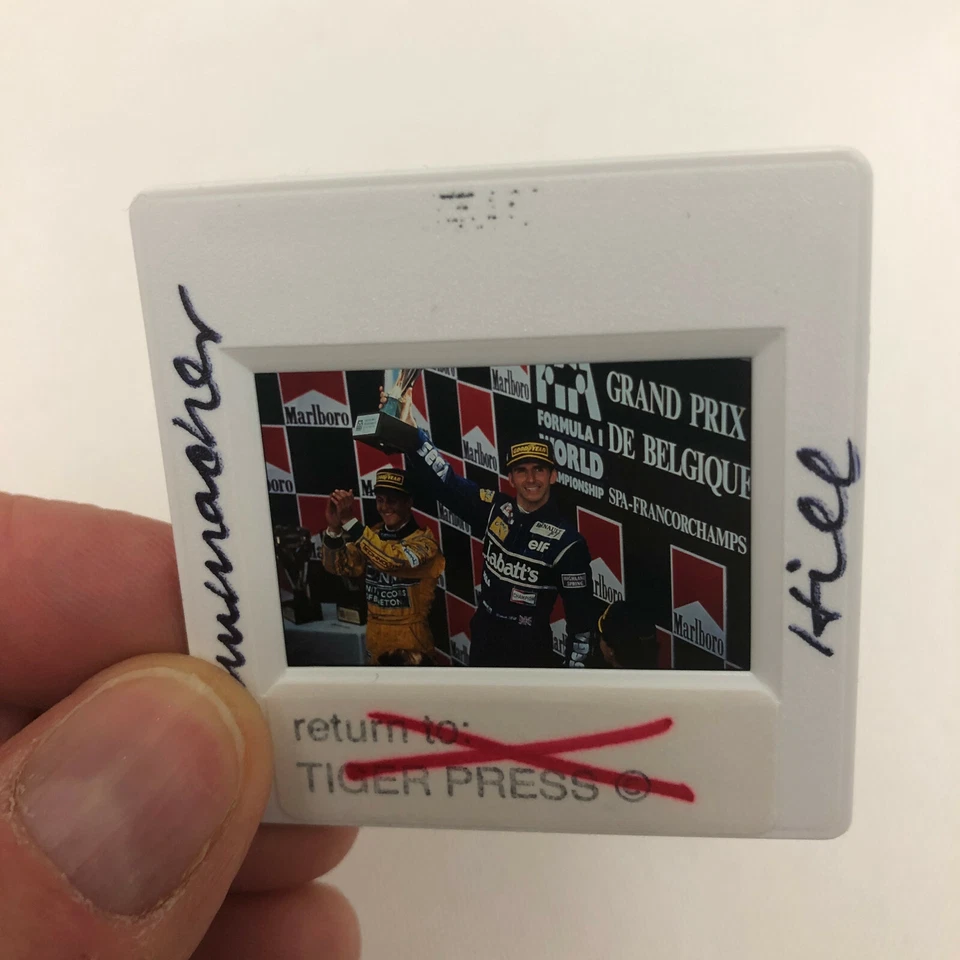 老式迈克尔·舒马赫·达蒙·希尔 F1 赛车手 35 毫米照片幻灯片  — 第 2/3 张图片