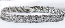Vintage FAS Sterling Silver Italy Diamond Chip Tennis Bracelet 16 grams 7"