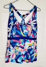 NWOT Women Blue Multi-Color Tankini Top XXL