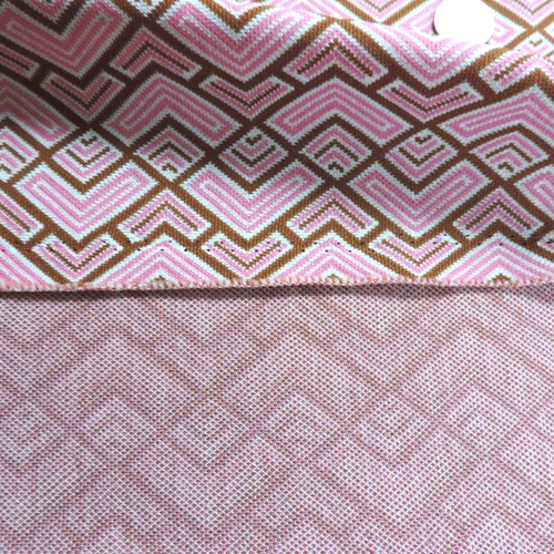 1970s Light Double-Knit Diamond Brown/Pink/White Fabric W: 60" L: 2 Yards 5" - Picture 3 of 3