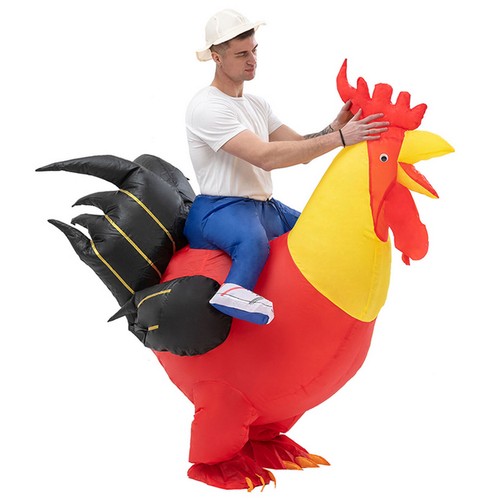 Inflatable Costume Adult Rooster Ride On Chicken Halloween Air Blow up Cosplay - Picture 10 of 16
