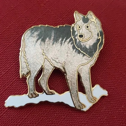 Winterwolf Anstecknadel Brosche silber und goldfarben - Bild 1 von 5